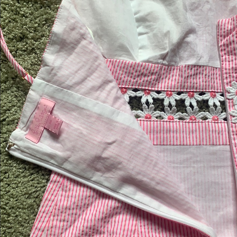 Spaghetti strap pink seersucker sundress - Picture 3 of 4